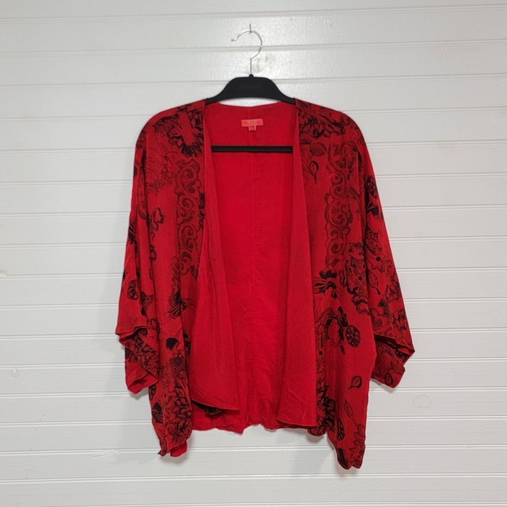 Tianello Asian Inspired Geisha Print Juneki Kimono Top Oversized Size XL *Flawed